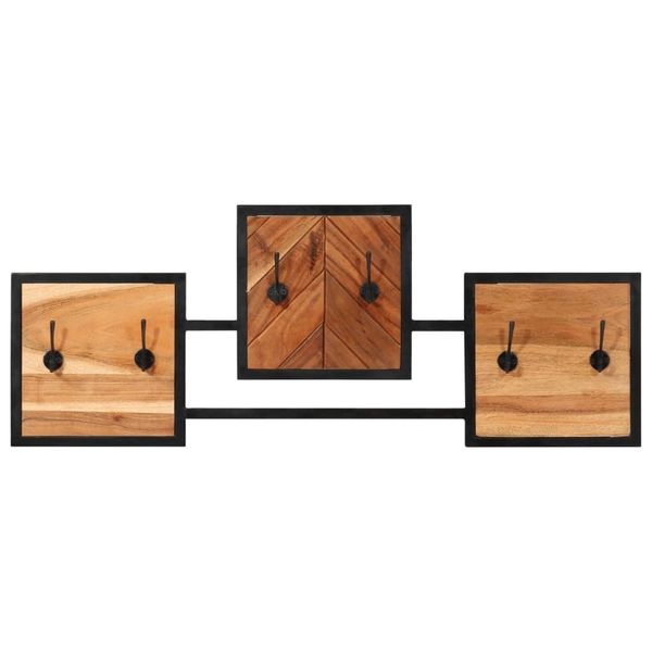 Vidaxl Appendiabiti Da Parete 90X1X35 Cm In Legno Massiccio Di Acacia E Ferro-image