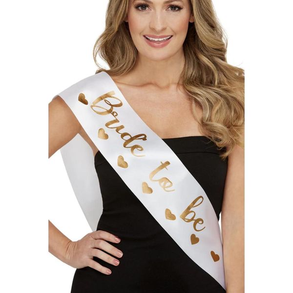 Smiffys - Fusciacca Da Donna "Bride To Be"" SM119 (Taglia Unica) (Bianco/Oro)"-image