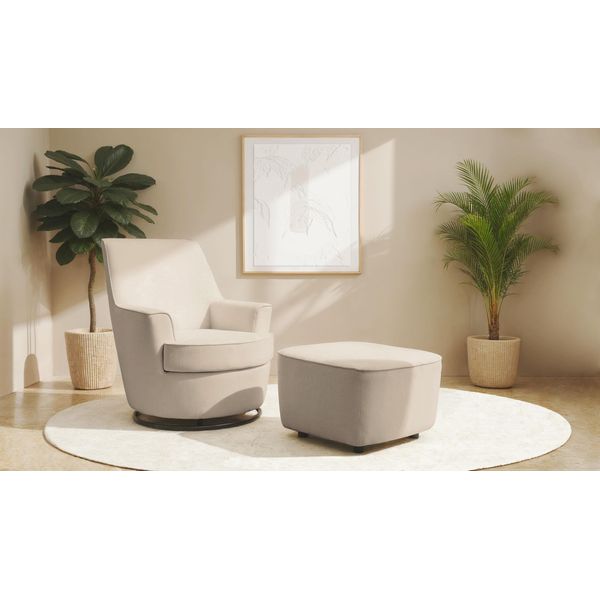 Drehsessel Home Affaire "Hetty, Drehsessel Mit Wippfunktion Und Hocker; Lesesessel, Armsessel", Beige, B:78Cm H:93Cm T:88Cm, 100% Polyester, Sessel, Drehsessel, Mit Dreh/Wippfunktion, Mit Federkern, In Cord Und Microfaser-image