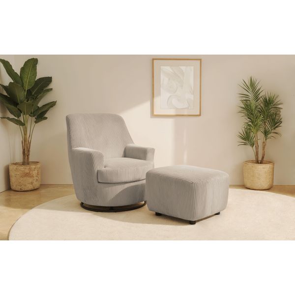 Drehsessel Home Affaire "Hetty, Drehsessel Mit Wippfunktion Und Hocker; Lesesessel, Armsessel", Grau (Taupe), B:78Cm H:93Cm T:88Cm, 100% Polyester, Sessel, Drehsessel, Mit Dreh/Wippfunktion, Mit Federkern, In Cord Und Microfaser-image