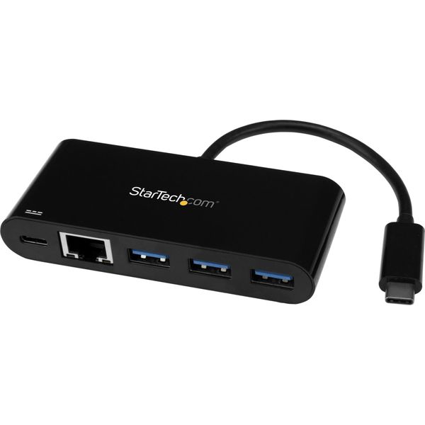 Startech.Com Hub USB-C A 3 Porte Con Gigabit Ethernet E 60W Di Alimentazione Passthrough Per Il Caricamento Laptop - Da Usb Tipo C A 3X USB-A (Usb 3.0 Superspeed 5Gbps) - Hub Adattatore Usb 3.2 Gen 1 Type-C-image