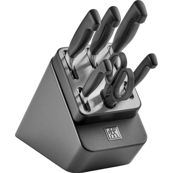Messerblock Zwilling "**** Vier Sterne", Grau (Anthrazit), MesserblöCke, Messerblock, Made In Germany, SelbstschäRfender Messerblock, Sonderschmelze-image