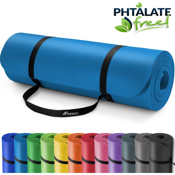 Tresko Tappetino Yoga 190X100X1,5Cm Tappetino Fitness Tappetino Ginnastica Pilates Blu-image
