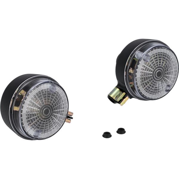 Set: 2 Indicatori Di Direzione Posteriori, Rotondo In Nero Con Vetro Bianco - Simson S50, S51, S70, SR50, SR80, Mz Etz, Ts-image