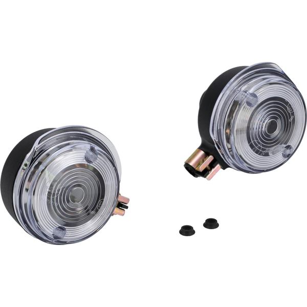 Set: 2 Indicatori Di Direzione Anteriori, Rotondo In Nero Con Vetro Bianco - Simson S50, S51, S70, SR50, SR80, Mz Etz, Ts-image