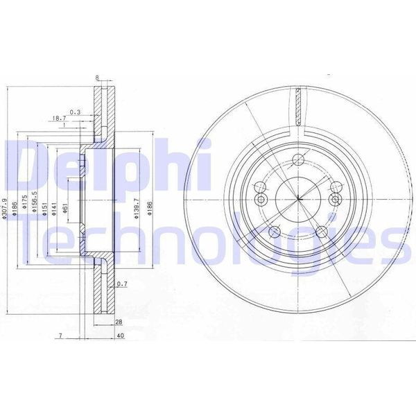 2X Disco Freno Delphi BG9016 Per Renault Espace Iv (JK0/1_) 47Mm 308Mm-image