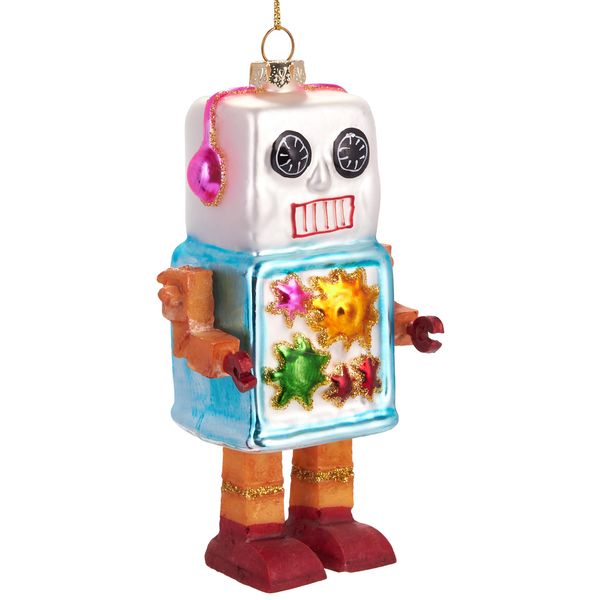 Brubaker Robot Colorato - Guaina Di Natale In Vetro Dipinta A Mano - Figure Di Decorazione Per L'albero Di Natale Divertente Decorazione Pendente Per L'albero - 12,5 Cm-image