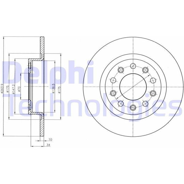 2X Disco Freno Delphi BG4315 Per Alfa Romeo Giulietta (940) 40 5Mm 264Mm-image