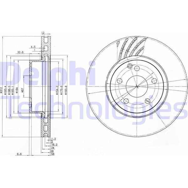 2X Disco Freno Delphi BG3756 Per MERCEDES-BENZ Classe E Modello T (S211)-image