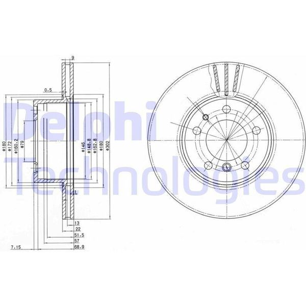 2X Disco Freno Delphi BG2433 Per Bmw 5 Berlina (E34) 7 (E32) 5 Touring (E34)-image