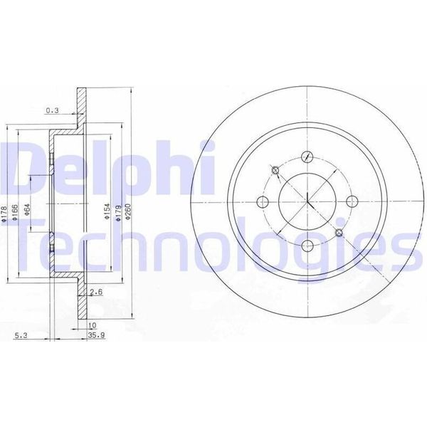 2X Disco Freno Delphi BG3102 Per Mitsubishi Colt Iv (Ca_A) 41Mm 260Mm-image