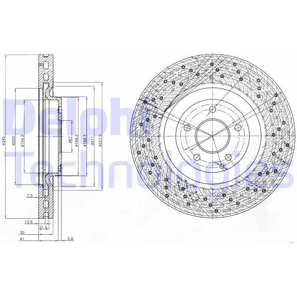 2X Disco Freno Delphi BG9876 Adatto A MERCEDES-BENZ Classe C Modello T (S203)-image