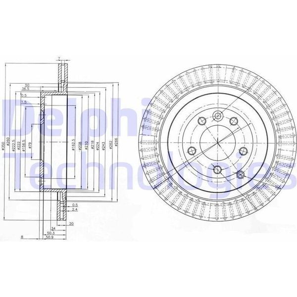2X Disco Freno Delphi BG3925C Per Land Rover Range Rover Sport (L320) 59 4Mm-image