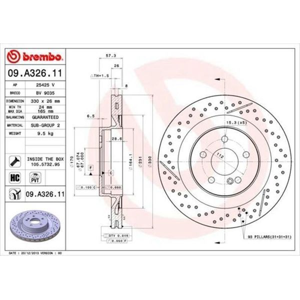 2X Disco Freno Brembo 09.A326.11 57Mm 330Mm-image