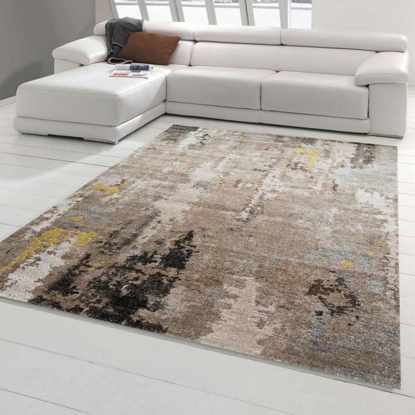 Tappeto Moderno Con Disegno Astratto In Beige Marrone Dimensioni - 120 X 170 Cm-image
