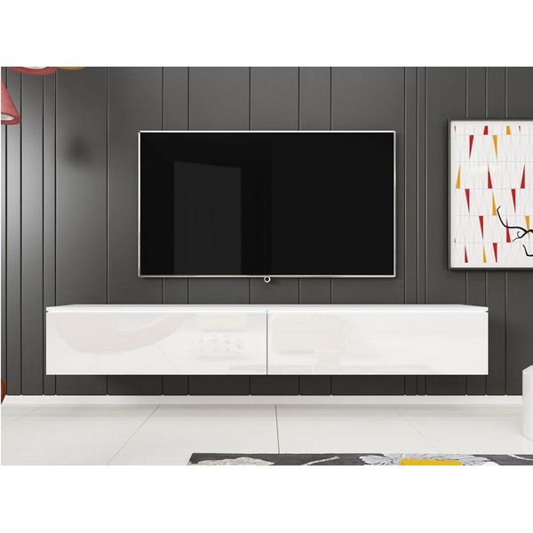 Tavolino Per Tv Ceriee 180 - Bianco / Bianco Lucido-image