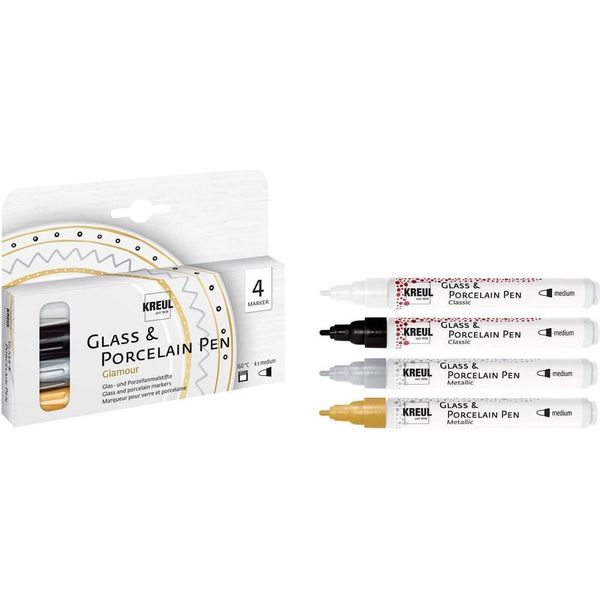 Kreul 16431 Kreul Penna In Vetro E Porcellana Glamour, Set Da 4 Pz-image