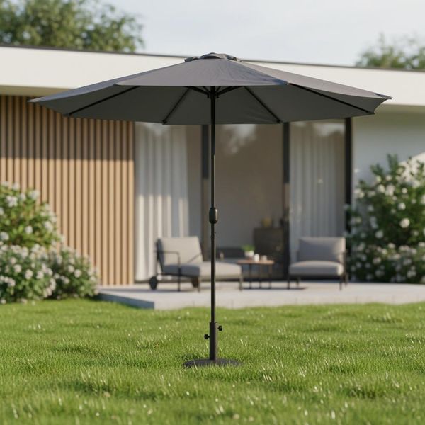 Ombrellone Mucola Ø3M Ombrellone Da Giardino Ruotabile A 360° Ombrellone Da Patio Ombrellone A Sbalzo Ombrellone Da Spiaggia - Grigio-image