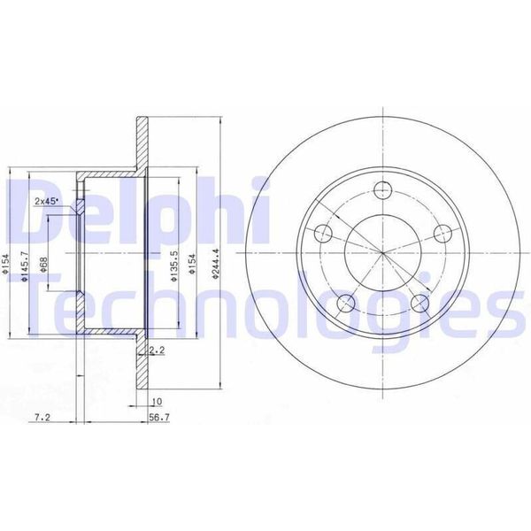 2X Disco Freno Delphi BG2746 Per Vw Passat Variant (3B6) Passat Variant (3B5)-image