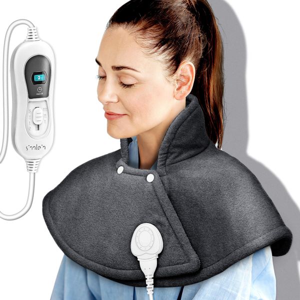 Sinnlein Cuscino Riscaldante Elettrico Antracite Per Spalle, Collo E Schiena | Mantello Riscaldante Con 3 Livelli Di Temperatura E Spegnimento Automatico | Cuscino Riscaldante Con Spegnimento Automatico E 100W-image