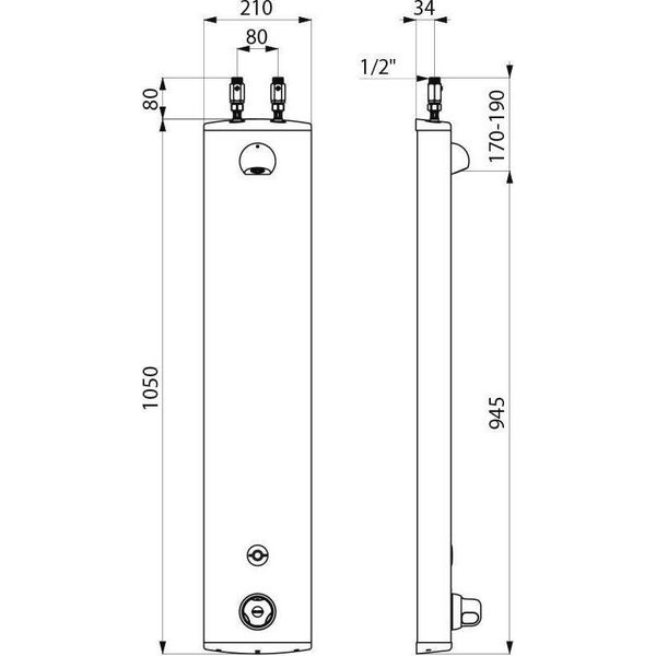 Delabie Du-Elem. Securitherm Therm. Batteria 6V, Alluminio, Attacco Superiore-image