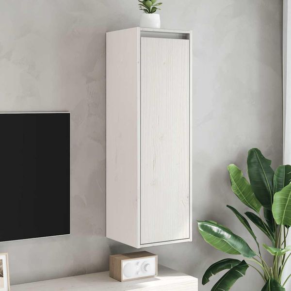 Vidaxl Armadio A Muro Bianco 30X30X100 Cm In Legno Di Pino Massiccio-image