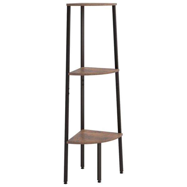 Scaffale Ad Angolo Con 3 Ripiani Marrone Scuro E Nero 45,5X31,5X120 Cm-image