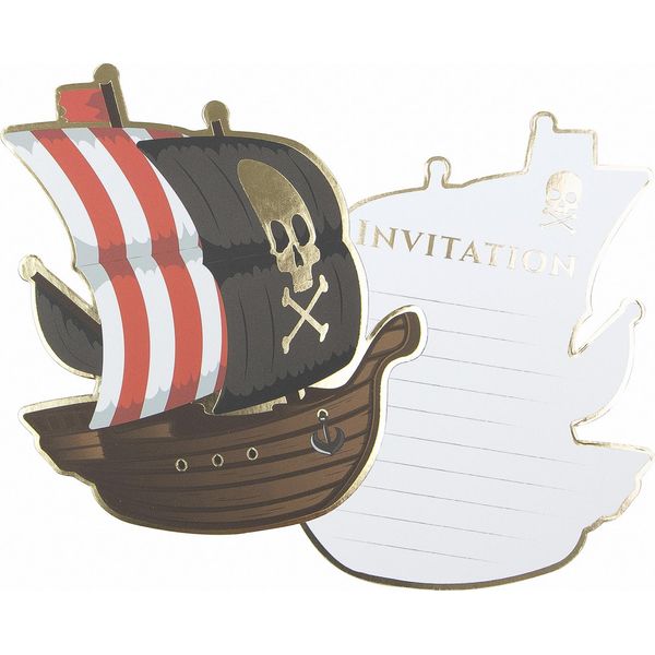 Biglietti D'invito All'avventura Dei Pirati 8 Pezzi Colorati 10 X 12 Cm - Taglia Unica-image