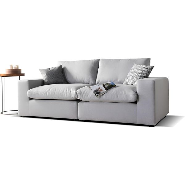 Divano Divano Design Tappezzeria Moderna Grigio Tessuto Divani 2 Posti Due Posti Nuovo-image
