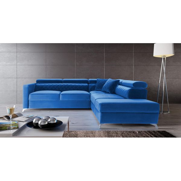 Divano Ad Angolo Divano A L Design Imbottitura Tessile Letto Funzione Tessuto Divano Blu Divani-image