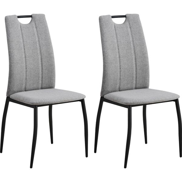Casadolce Sedia Da Pranzo Starkes, Set Di 4, Grigio Chiaro, 47X54X97 Cm, Schienale Ergonomico, Maniglia Per Il Trasporto, Imbottita, Gambe In Metallo, Portata Massima 120 Kg-image