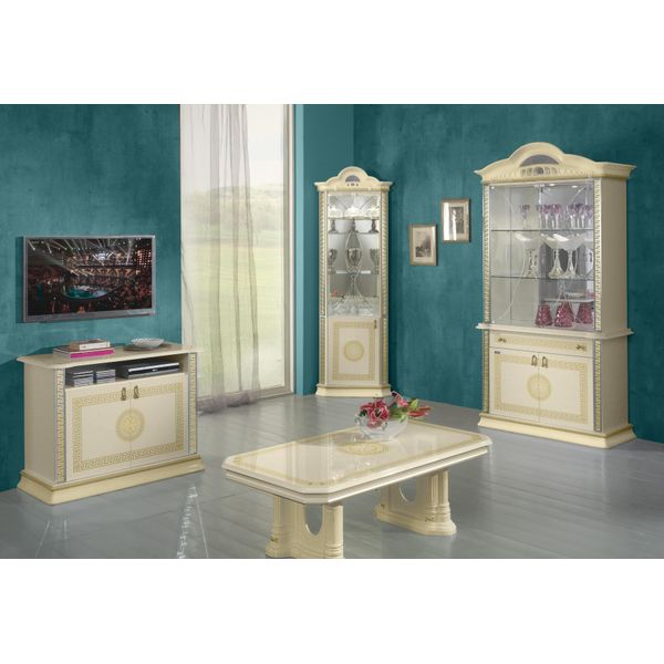 Set Soggiorno Gruppo 4 Pezzi Cassettiera Vetrina 2X Tavolino Barocco Rococò-image