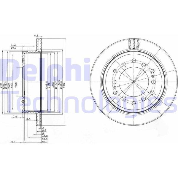 2X Delphi Disco Freno BG3557 Per Toyota Land Cruiser (KDJ12_ GRJ12_) 68Mm-image