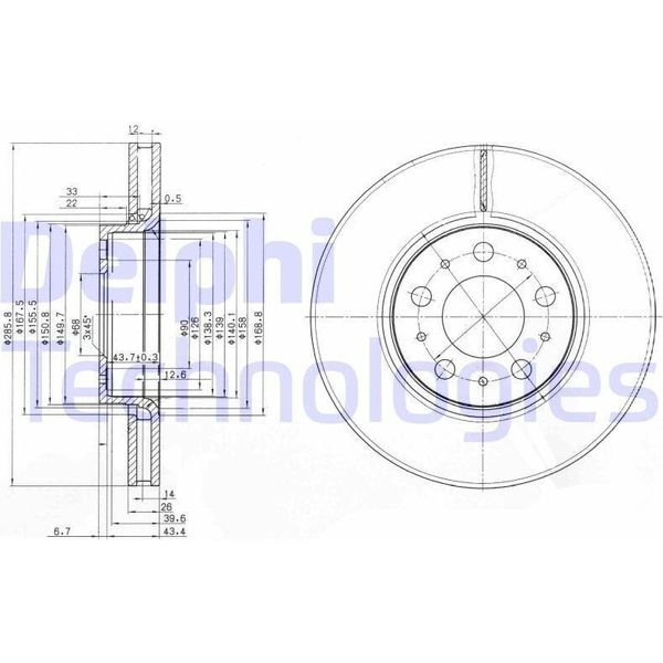 2X Disco Freno Delphi BG3513 Per Volvo V70 Ii (285) S60 I (384) S80 I (184)-image