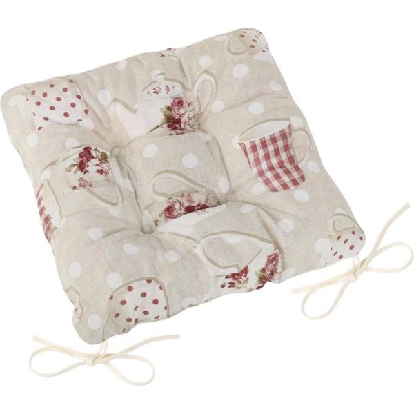 Cuscino Di Seduta Trapuntato Ema - 40X40 Cm - Rosso,Beige-image