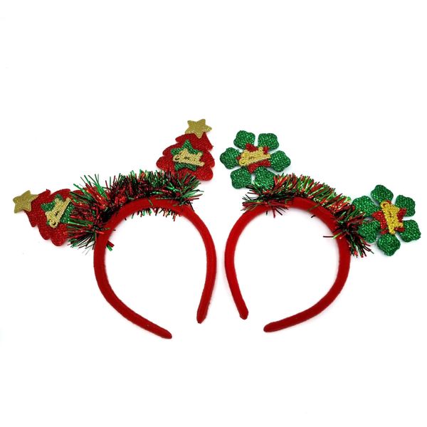 Cerchietto - Tiara - Natale - Babbo Natale - Albero Di Natale - Natale - Natale - Set Di 2 - Albero Di Natale Verde Rosso-image