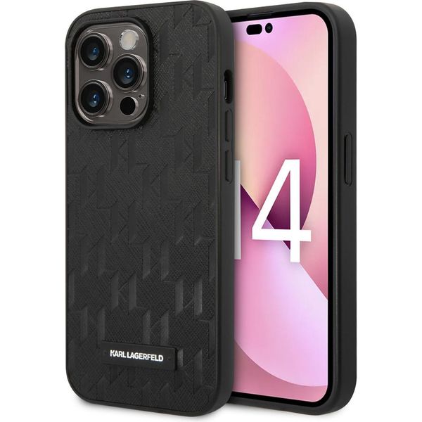 Karl Lagerfeld Klhcp14Xsaklhpk Iphone 14Pro Max 6,7 Hardcase Czarny/Black Saffiano Mono Metal Logo-image