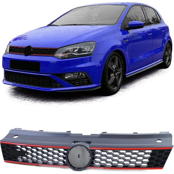 Griglia Del Radiatore Griglia Sportiva Con Modanatura Rossa Per Vw Polo 5 6R 6C 09-17 Anche Gti-image