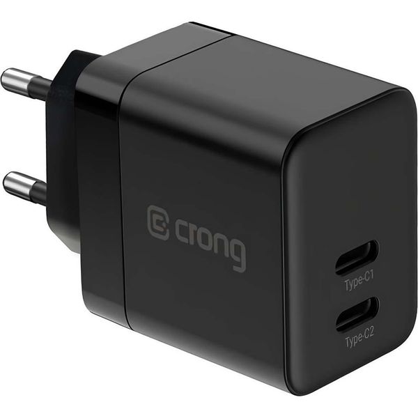 Crong Ultra Compact Gan - Caricatore Da Parete 2X USB-C Power Delivery 35W (Nero)-image