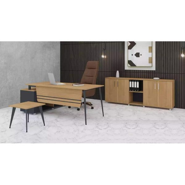 Set Da Studio Nuovo Tavolino Da Caffè Design Moderno Scrivania Angolare In Legno 3 Pezzi-image