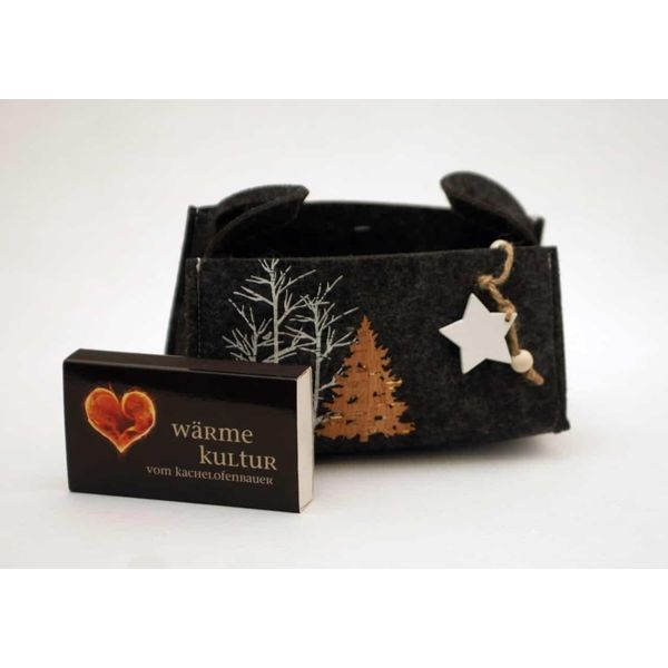 Borsa In Feltro Grigio "Albero Di Natale"" 18X13X11Cm Borsa Regalo Di Natale"-image