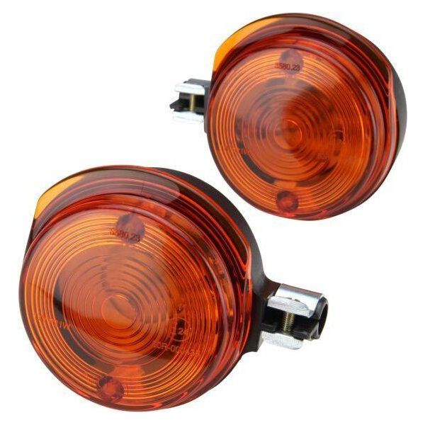 Set Di Indicatori Di Direzione Anteriori Tondi Arancioni (Incl. Lampadina 6V 21W) Per Simson S50 S51 S70 SR50 SR80 / Mz Etz Ts 125 150 250-image