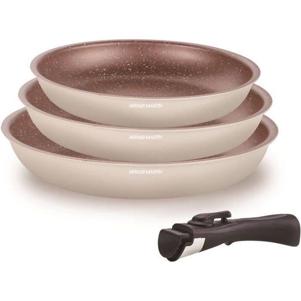 Set Di 3 Padelle, Arthur Martin AM4754, Compatibili Con L'induzione, Con Manico Staccabile, 20/24/28 Cm-image