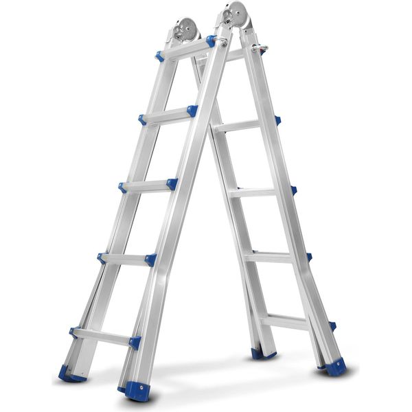 Jayseuw Scala Multiuso 4X5 In Alluminio Scala Multifunzionale Scala Telescopica 513Cm Argento Fino A 150Kg-image