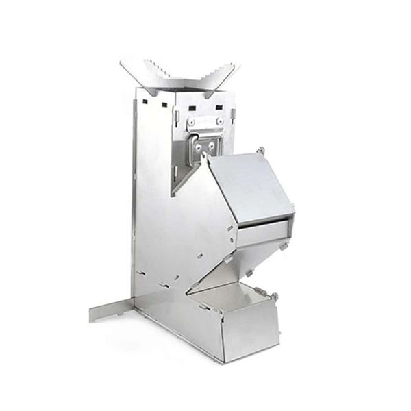 Stufa A Legna In Acciaio Inox Pratica, Pieghevole E Portatile Per Uso Esterno - Ideale Per Il Campeggio E I Picnic-image