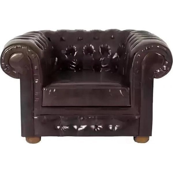 Divani Imbottiti In Tessuto Chesterfield Design Divano Poltrona 1 Posto Marrone-image