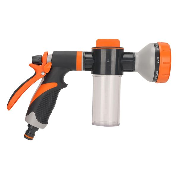 Spruzzatore Della Schiuma Del Giardino, Spruzzatore Della Schiuma D'innaffiamento Del Giardino, Ugello Del Tubo Flessibile Del Giardino, Ugello D'acqua Multifunzionale Di Spruzzatura, Ugello Di Spruzzatura Del Tubo Flessibile Del Giardino, Ugello Di Spruzzo Di Lavaggio Ad Alta Pressione-image