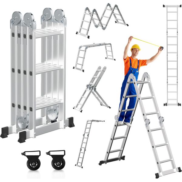 Scala Multiuso Hengda Scala Multifunzione Scala Pieghevole 4X3 582Cm Scala Telescopica Scala A Telaio Scala Singola Scala A Gradini Scala Domestica Scala In Alluminio-image