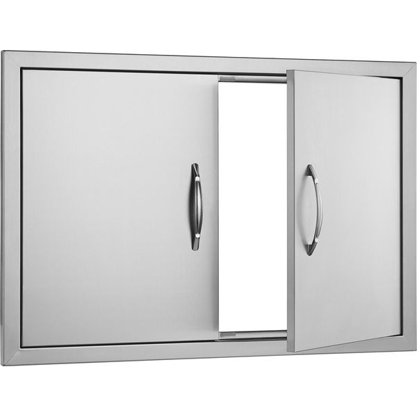 Succebuy Porta Di Accesso Al Barbecue, 774 X 533 Mm, Doppia Porta Per Cucina Da Esterno, Porta Da Incasso In Acciaio Inox, Porta Verticale A Parete Con Maniglie, Per Isola Barbecue, Postazione Barbecue, Armadietti Da Esterno-image