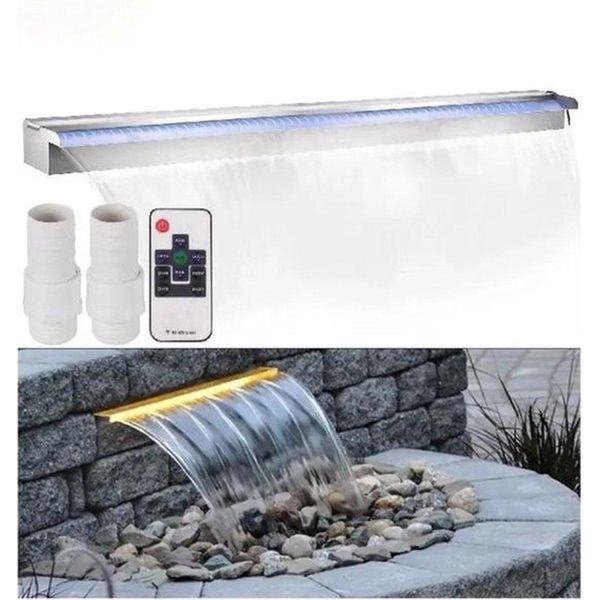 Fontana D'acqua Deluxus - Cascata A Led - Fontana Per Piscina E Giardino - Atmosfera Illuminata-image